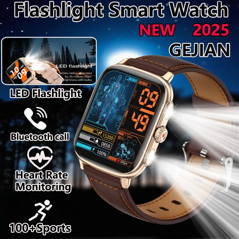 

GEJIAN New Smart Watch 1.91 inch 340 * 296 HD Touch Screen Bluetooth Call Heart Rate Monitoring LED Flashlight IP67 Smartwatch