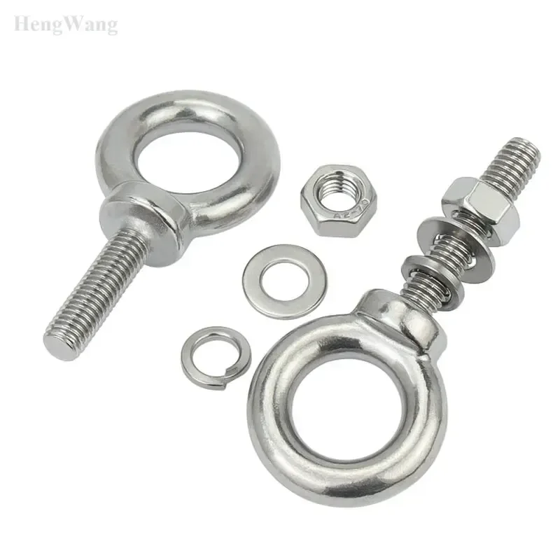 

304 Stainless Steel Swivel Long Lifting Eye Bolt Eyebolts with Nuts & Washers Set Boat Screw M4*60 M6*60 M8*80 M10*100
