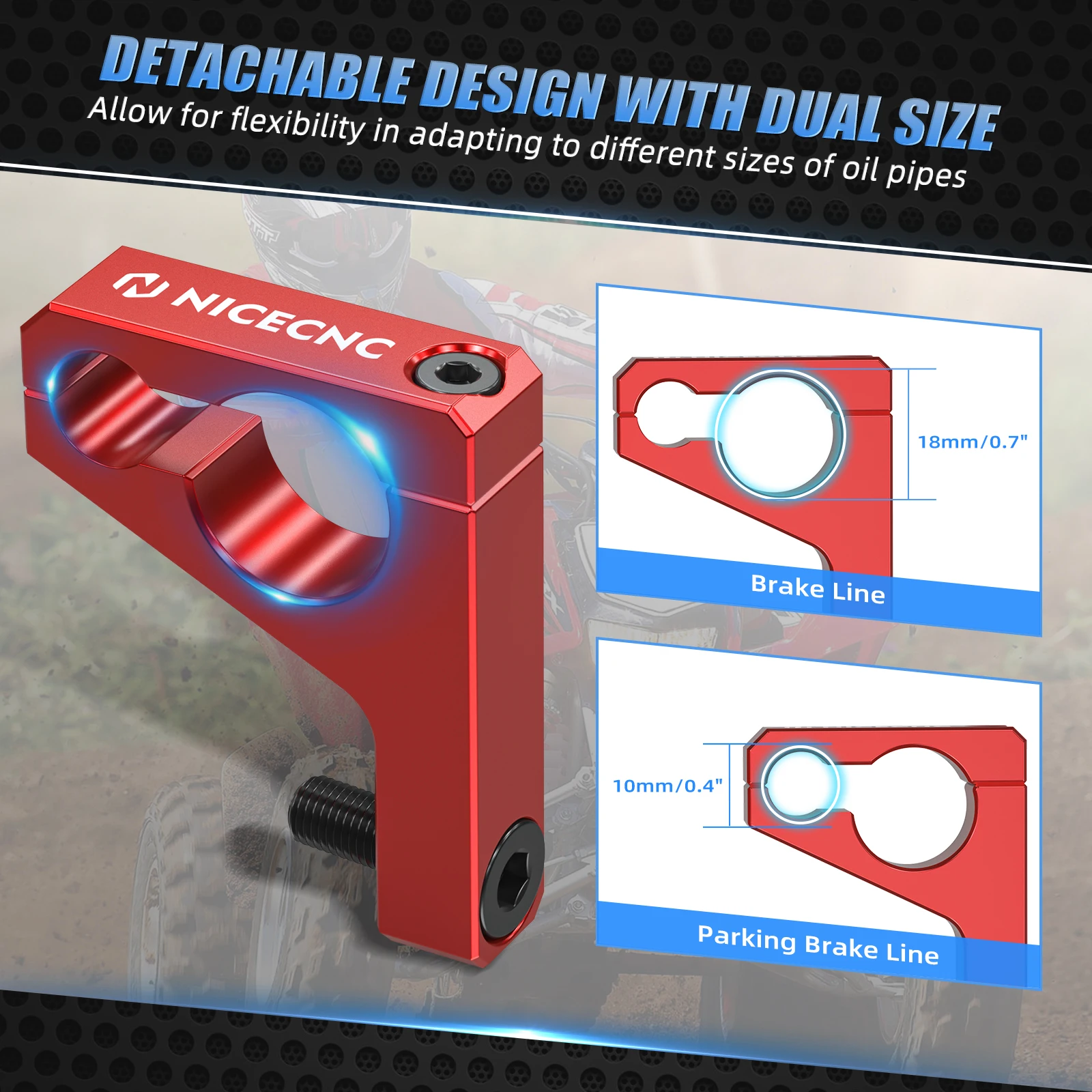 NICECNC TRX450R الخلفية المزدوجة الفرامل خط المشبك لهوندا TRX450R 2006-2009 TRX450ER 2006-2014 43462-HP1-600 الألومنيوم التصنيع باستخدام الحاسب الآلي #3