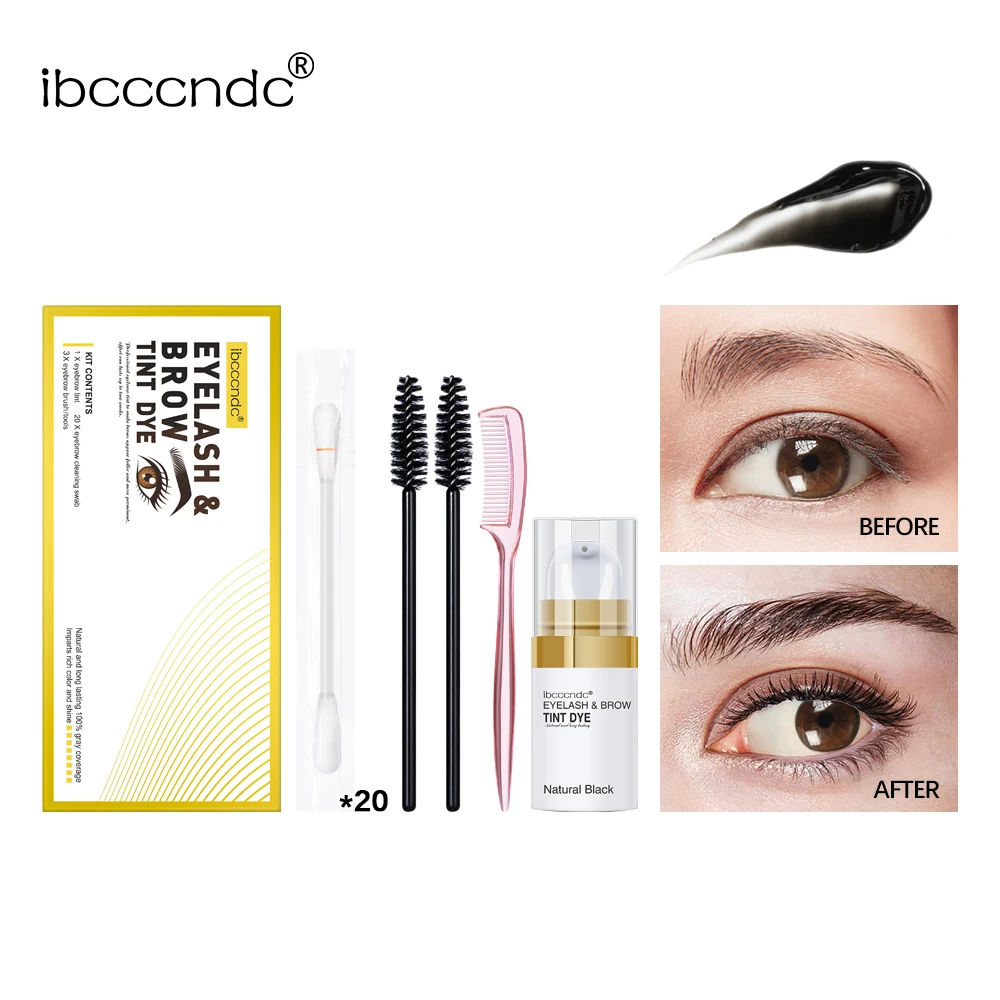 Kit de tinte semipermanente para cejas, Gel tinte para cejas, marrón, negro, tatuaje, crema de tinte con cepillo de Herramientas de limpieza