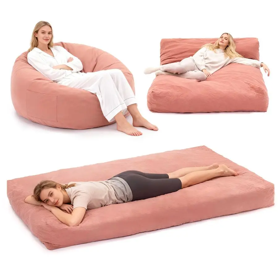 

Кресло-мешок Dutch Velvet 3in1 для взрослых, трансформируемый шезлонг с наполнителем из пены с эффектом памяти, складывается от расслабляющего кресла до пола, матовый