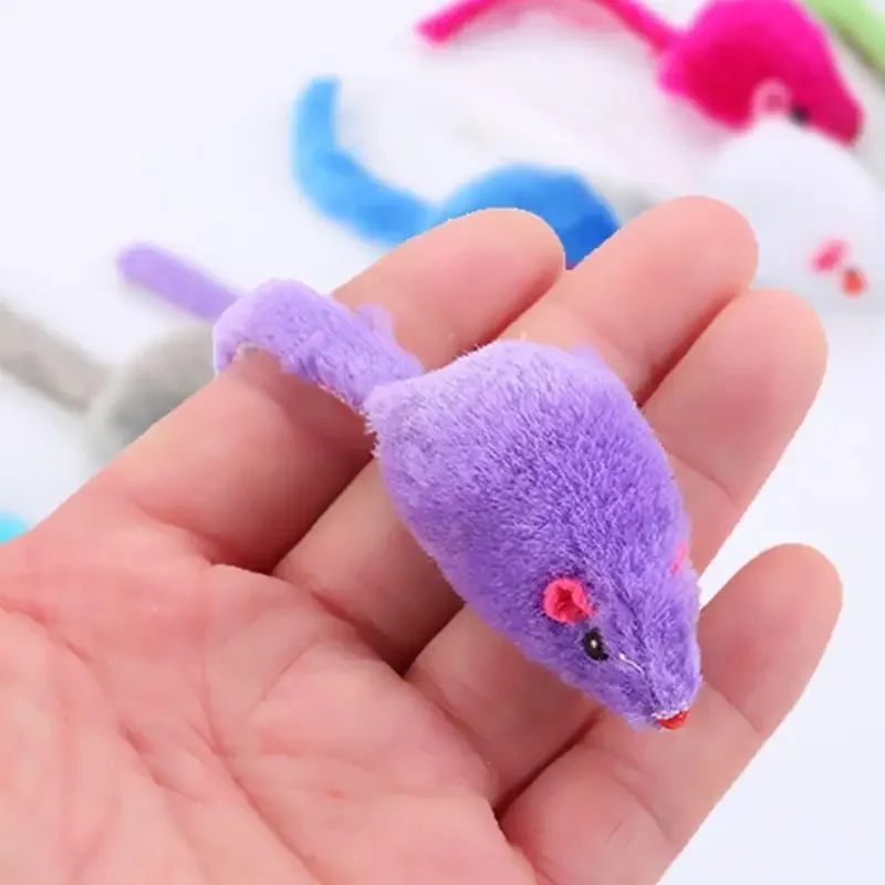 5 Pcs Adorable Random Color Plush Toy Mice - Soft Cuddly Irresistible Friends for Medium Breed Cats Fun Interactive Playmates