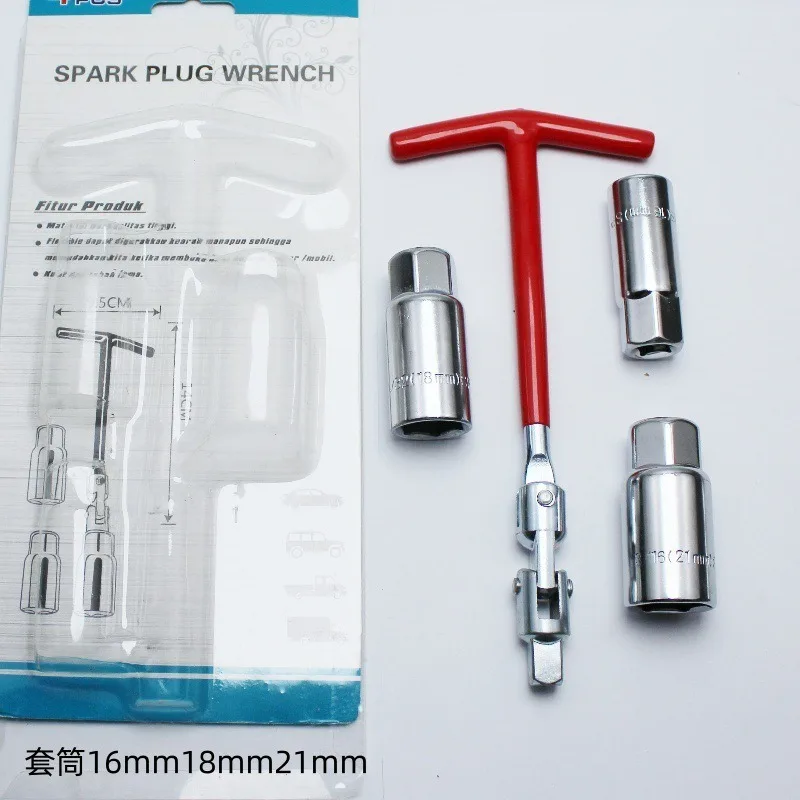 3-in-1 Auto- und Motorrad-Reparaturwerkzeug-Set Zündkerzenentferner Steckschlüssel 16mm & 21mm T-Griff-Schraubenschlüssel – Detail 3