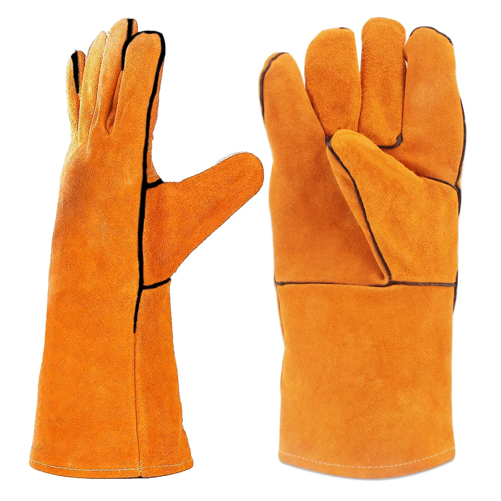 Jewelry Welding Leather Gloves Heat Resistant Protective Gloves for TIG MIG Welding, Metal Repair and Craft Work