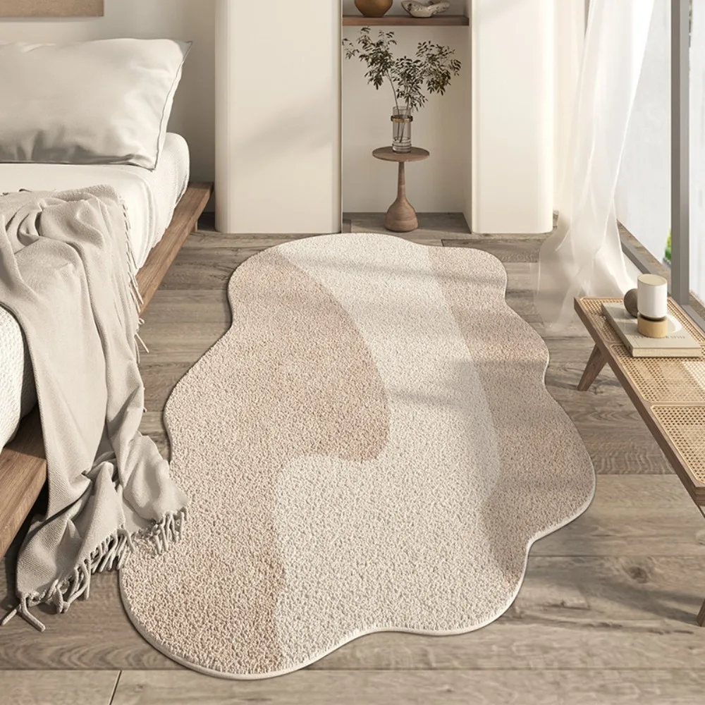 

Comfortable Cream Style Bedroom Rug Minimalist Soft Bedside Carpet Absorbent Non-Slip Irregular Carpet Hotel