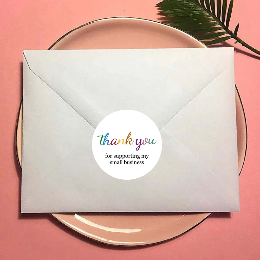 ملصق ختم تعبئة بحروف ملونة ، شكرًا لك على دعمك لملصقاتي التجارية الصغيرة ، ملصق قرطاسية لسجل القصاصات ، 50-من من من من من من من من