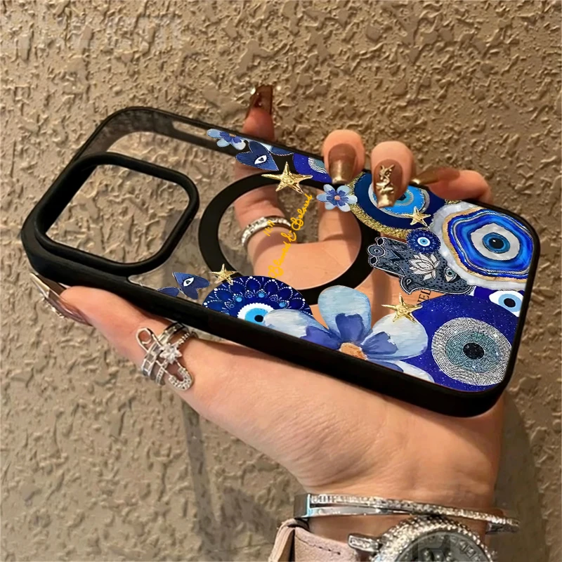 11:11 Evil Eye Ästhetische Klare Hülle für iPhone 17 16 11 12 15 Pro Max 13 14 Plus Hüllen für Magsafe Kabelloses Laden Drop Funda – Detail 2