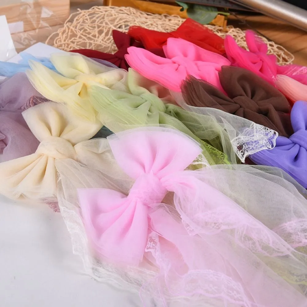Elegant Lace Curtain Bow Tiebacks Dreamy Style Belt Tied Window Curtains Binding Rope Solid Color Bow-knot Design