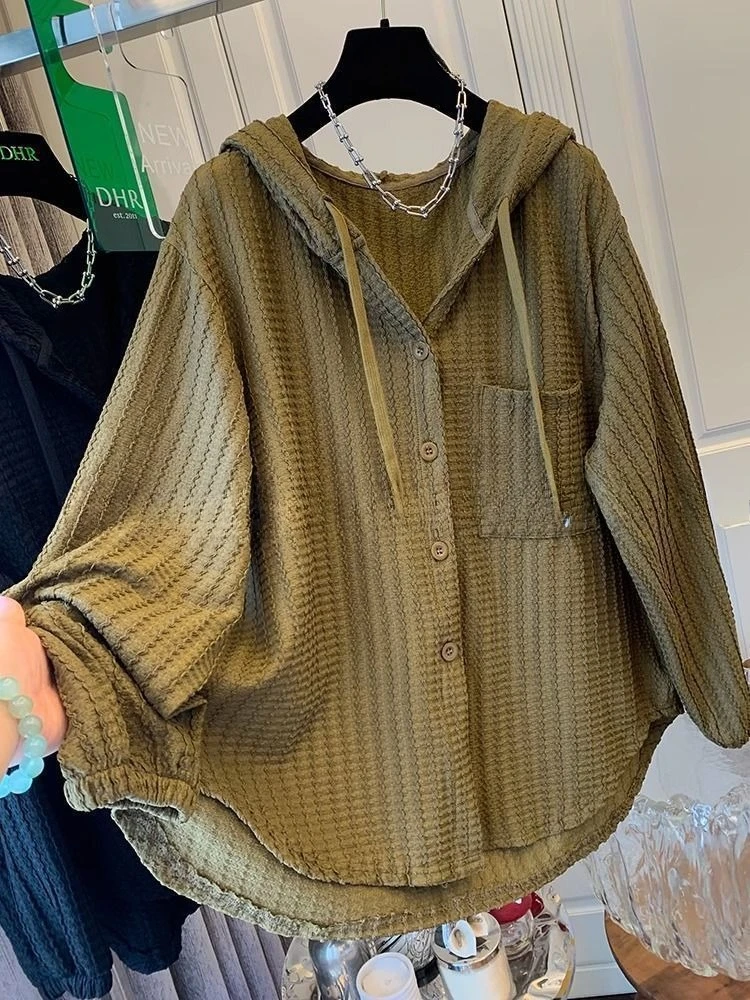 

Черная толстовка с капюшоном оверсайз, осенняя винтажная повседневная рубашка, пальто, женские куртки Chaqueta Mujer, шикарные рубашки