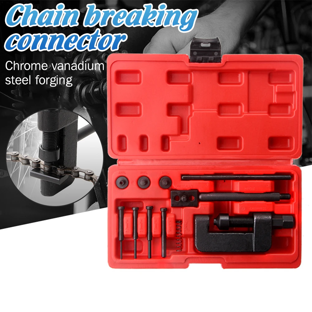 

13PCS Chain Repair Tool Set Motorcycle Chain Splitter Breaker Motorbike Mountainb Riveting Tool Heavy Duty Link O Ring Bicycle