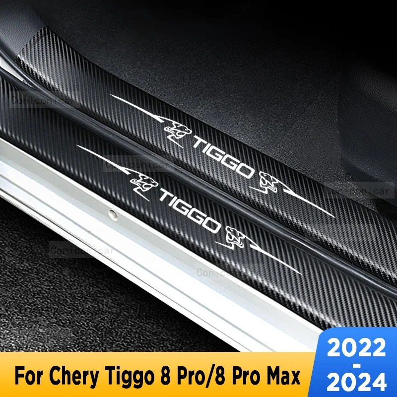 

Car Door Sills Scuff Plate Threshold Protector Interior Imitation Carbon Fiber Sticker For Chery Tiggo 8 Pro Max 2022-2023