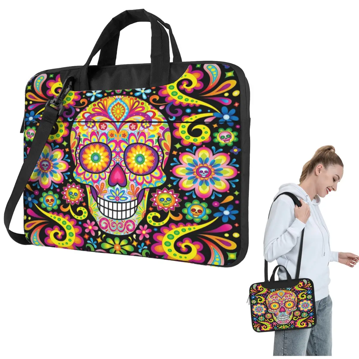 

Сумка для ноутбука Sugar Skull Day Of The Dead Art (Spark) Сумка для компьютера Устойчивая защитная сумка для ноутбука Lenovo