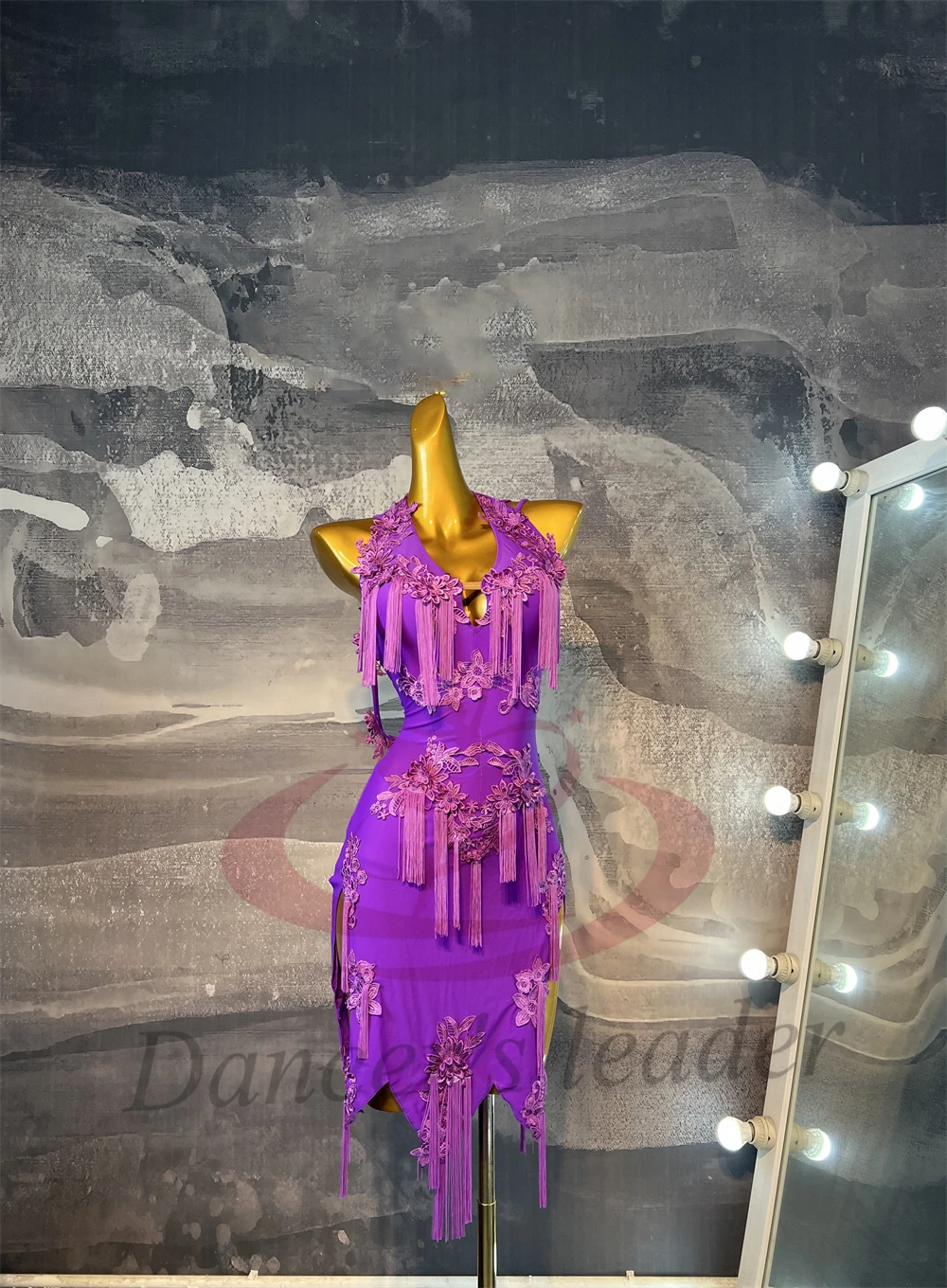 Latin Dance Costume For Women, Adults, And Children, High-End Customized Purple Flower Embroidery, Samba Performance Dress