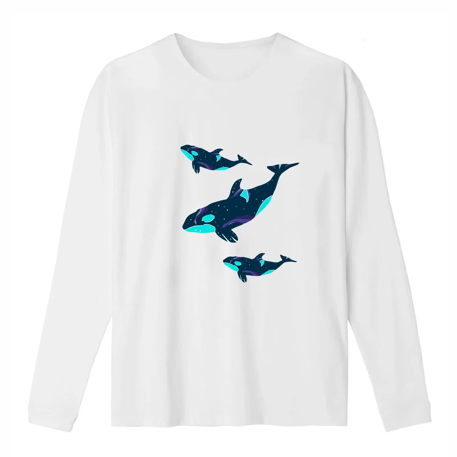 Triplet Galaxy Killer Whale Design T-Shirt Summer Casual Cotton Tee Oversized Streetwear Tops Vintage Graphic Print