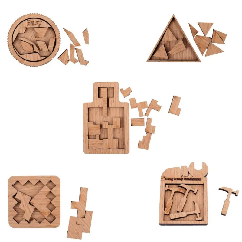 

Mini Size Intelligence Wooden Brain Teasers Puzzle Challenging Logic Mind-stimulating Packing Puzzles Game