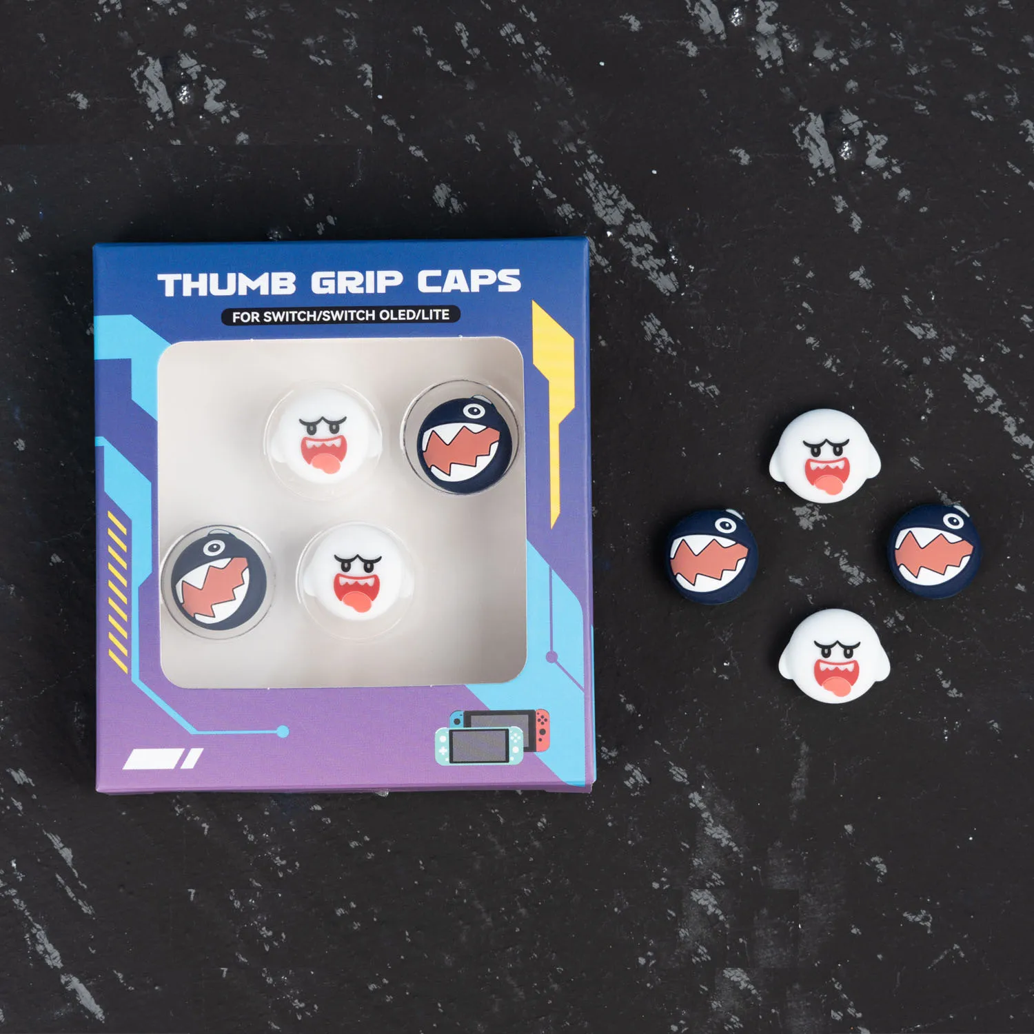 ソフトサムスティックグリップキャップwoof ghost game、スイッチ用joy-conコントローラー用ジョイスティックカバー、サムスティックケース