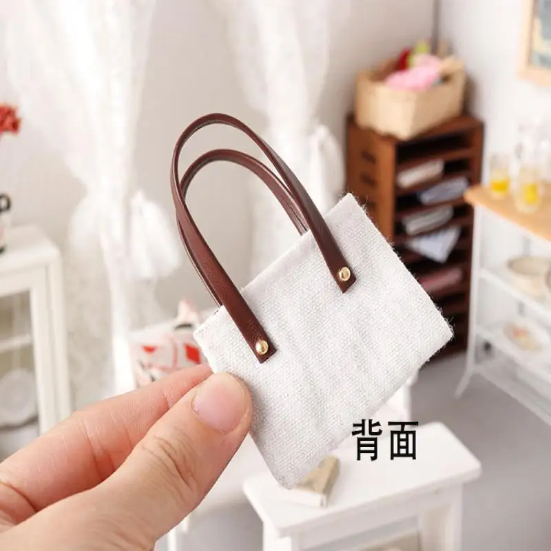 Mini sac en toile de Simulation pour maison de poupée 5x7.3cm, sacs à bandoulière, accessoires de vêtements de poupée, décoration de Micro scène, jouets de jeu de Simulation
