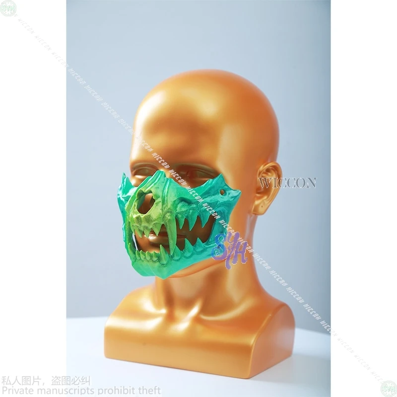 毛皮の着ぐるみコスプレスカルアニメ 3D ポリ乳酸 4 色ハロウィンメッシュマスク二層ホラー牙スカルマスクアクセサリー