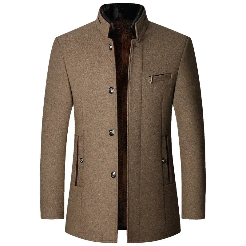 Male Winter Jackets and Coats 4 Men Woollen Trench Coats Cashmere Blazers Jackets Stand-up Collar Business Casual Suits Coats