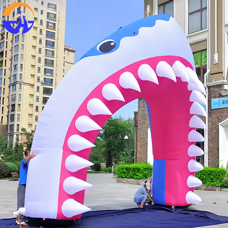 Arco de boca de tiburón inflable gigante, túnel de fiesta creativo para niños, arco de entrada, juguetes, decoración de escenario para eventos