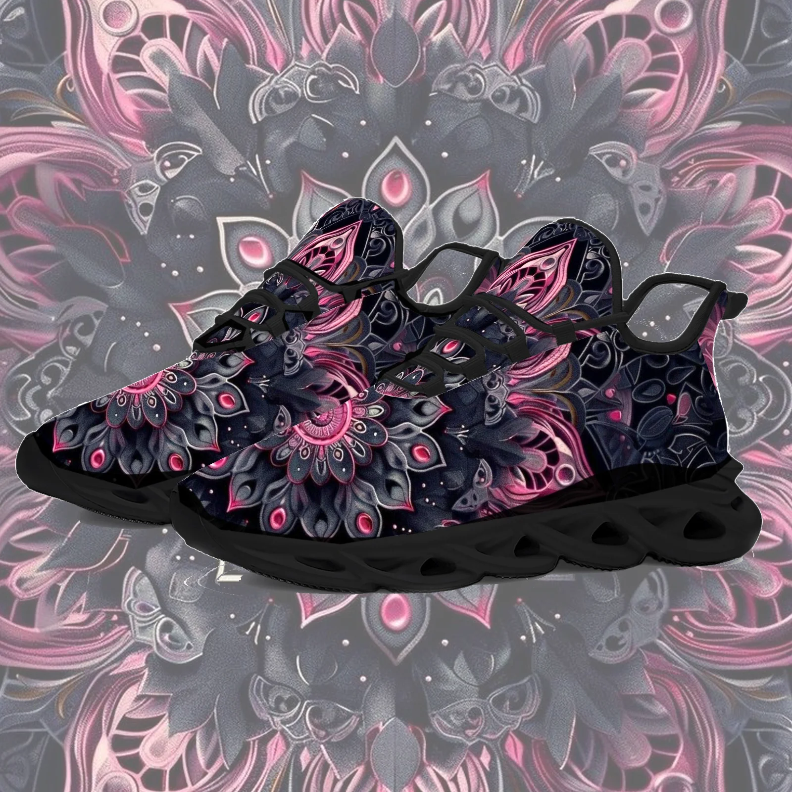 

Purple patterned casual sport shoes, flat sneakers, for men and women, mesh breathable and lightweight shoes