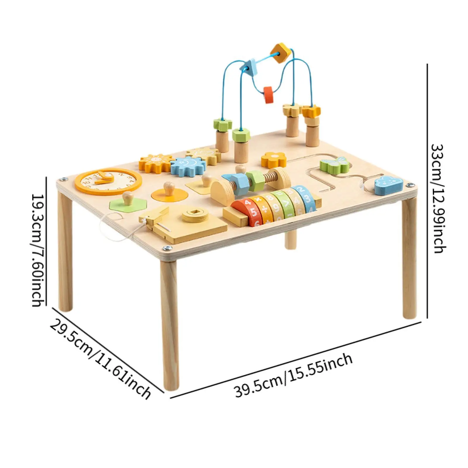 Wooden Activity Table Gears Blocks Early Learning 8 in 1 Shape Sorter for 1 2 3 4 Year Old Infant Boys Girls Baby Birthday Gifts - view 4