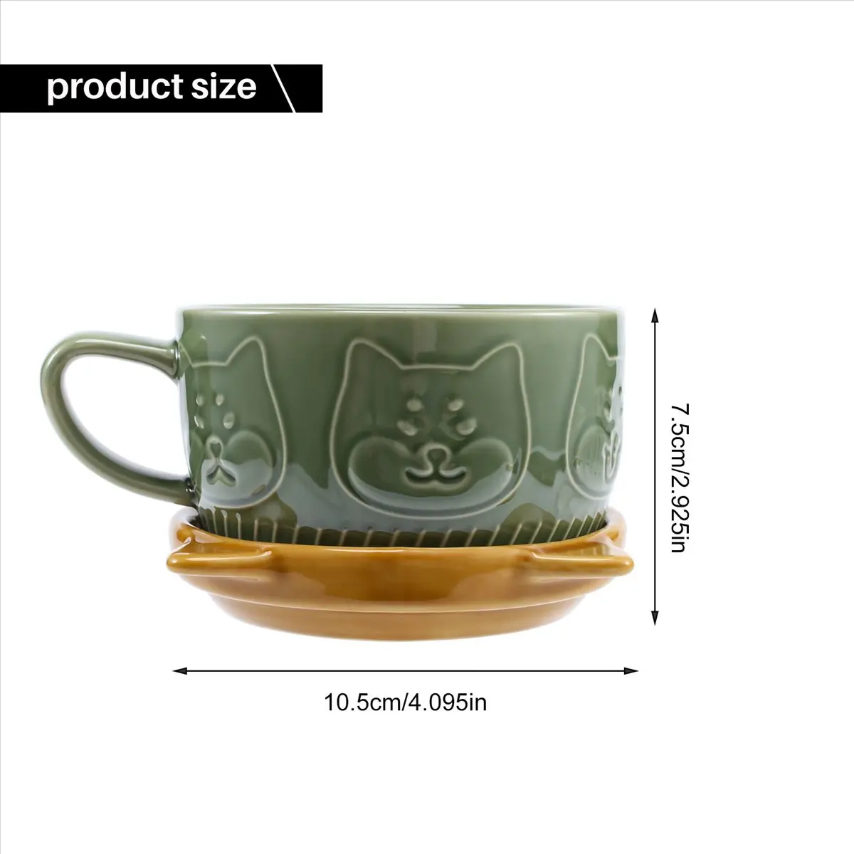 A24I Japanese Cute Mug Ceramic Shiba Inu Panda Coffee Cup with Lid Home Couple Milk Breakfast Cup Water Cup(Green)