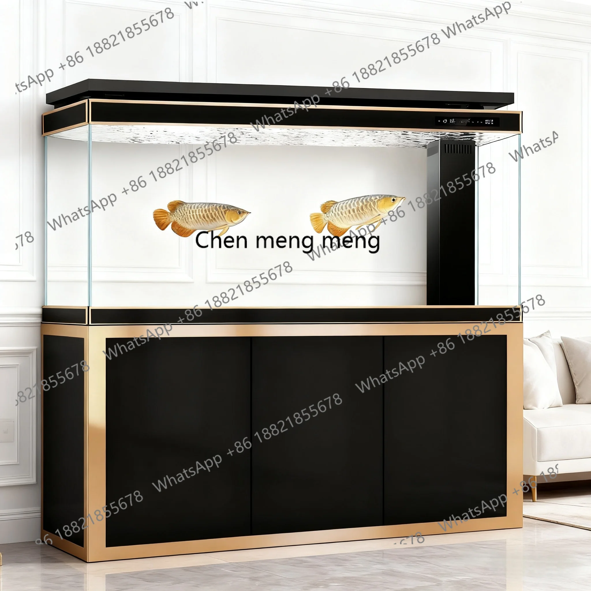 

New right-angle overflow bottom filter, living room household aquarium ultra-white glass floor with cabinet