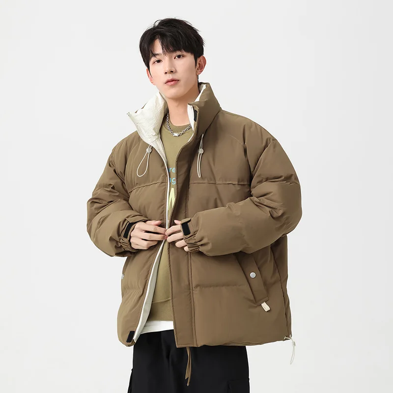 

Stand Collar Cotton-Padded Jackets Men's 2025 Autumn Winter Solid Color Thicken Coats Outwear Windproof Warm Top Parkas Clothing