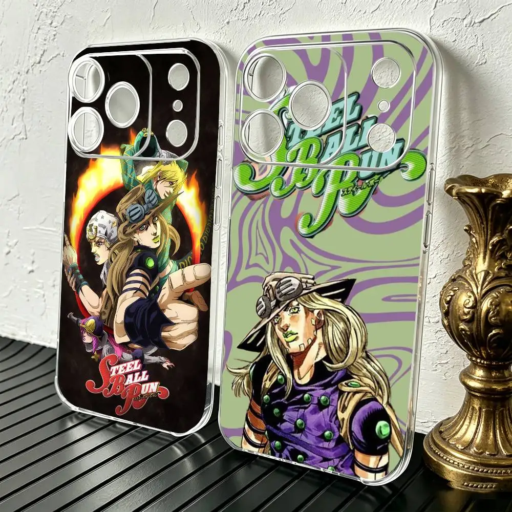 

Anime Jojos Adventures Phone Case For iPhone 17 16 15 14 13 12 11 Mini Pro Max Plus Transparent Cover
