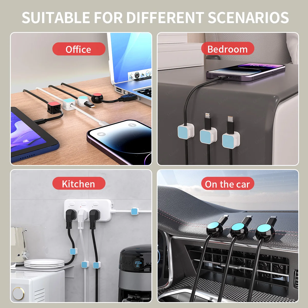 Cavo magnetico Organizer cavo liscio regolabile facile da proteggere gestione dei cavi organizzatore porta cavi 4 pezzi