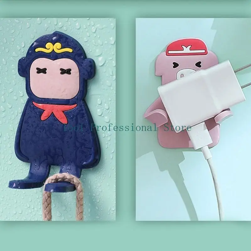 

57QF Cartoon Dercorative Wall Hooks Double Prong Hangers Adhesive Wall Hooks Adhesive Hook for Bedroom Bathroom