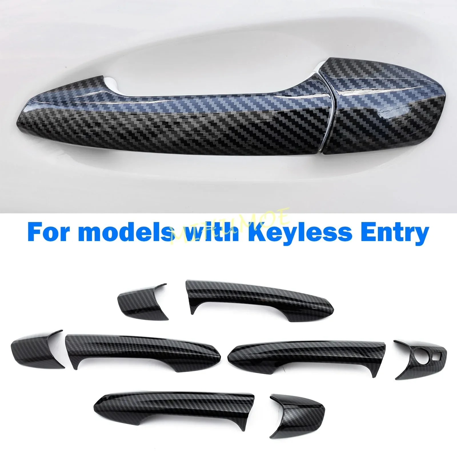Para mercedes-ben b c e m gla glk gle cla classe lhd fibra de carbono exterior do carro maçaneta da porta capa adesivo guarnições com entrada keyless
