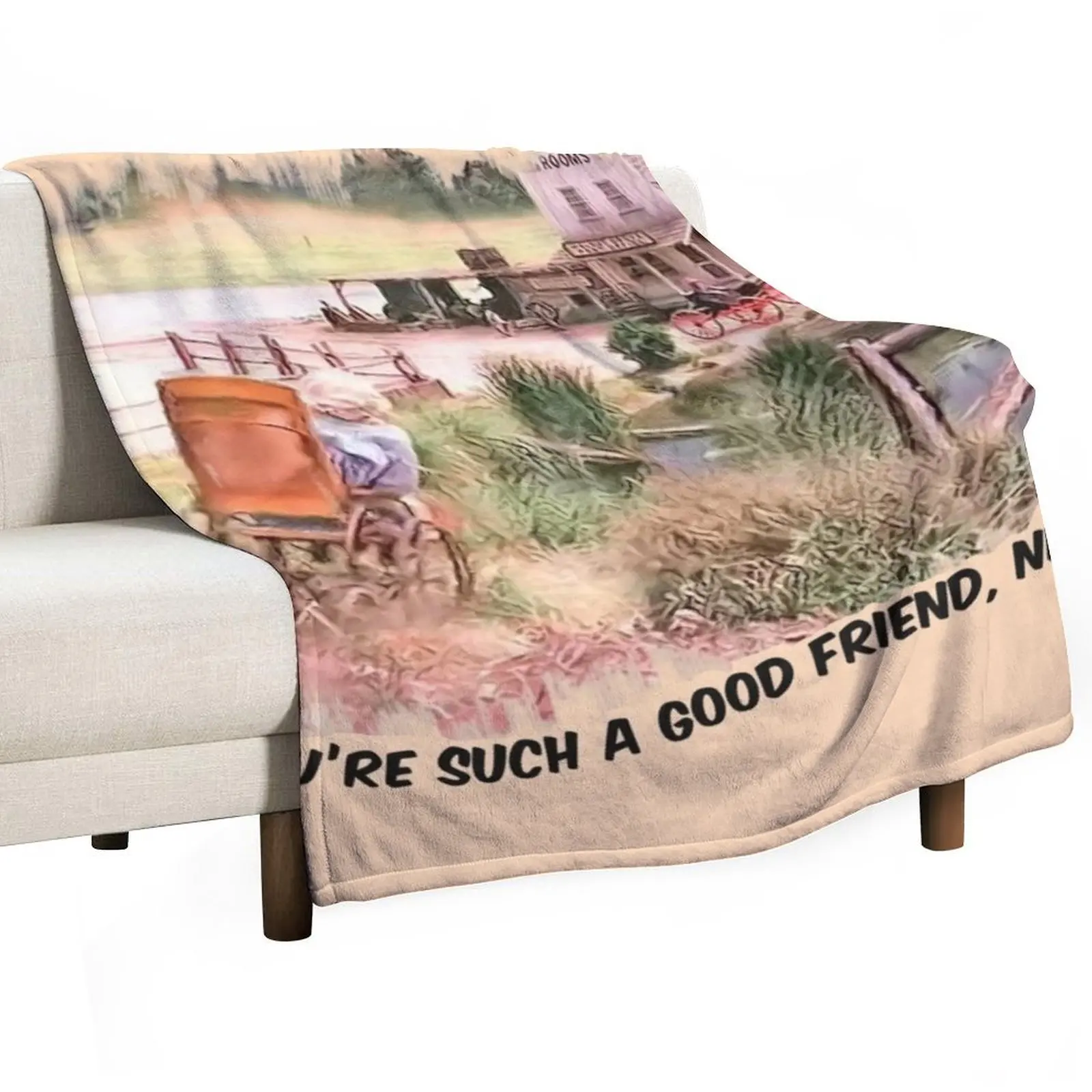 

Little House on the Prairie Nellie Wheelchair scene. Black Lettering Throw Blanket Weighted Cute Plaid Hairys Blankets