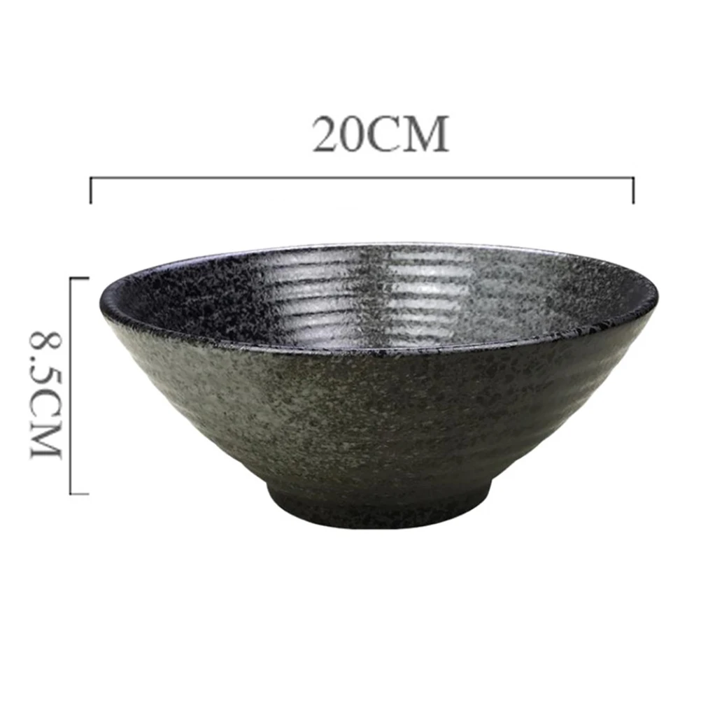 

Japanese Style Ceramic Bowl Black Premium Quality Serving Bowl for Fruits Vegetables Salads Desserts Noodles Daily Use Dinner