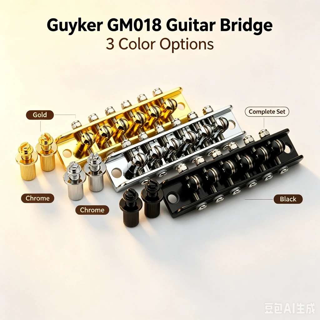 Guyker GM018 Roller Saddle Guitar Bridge, 3 Finishes Locking Saddles, Replacement Hardware for Jazzmaster Style Electric Guitar