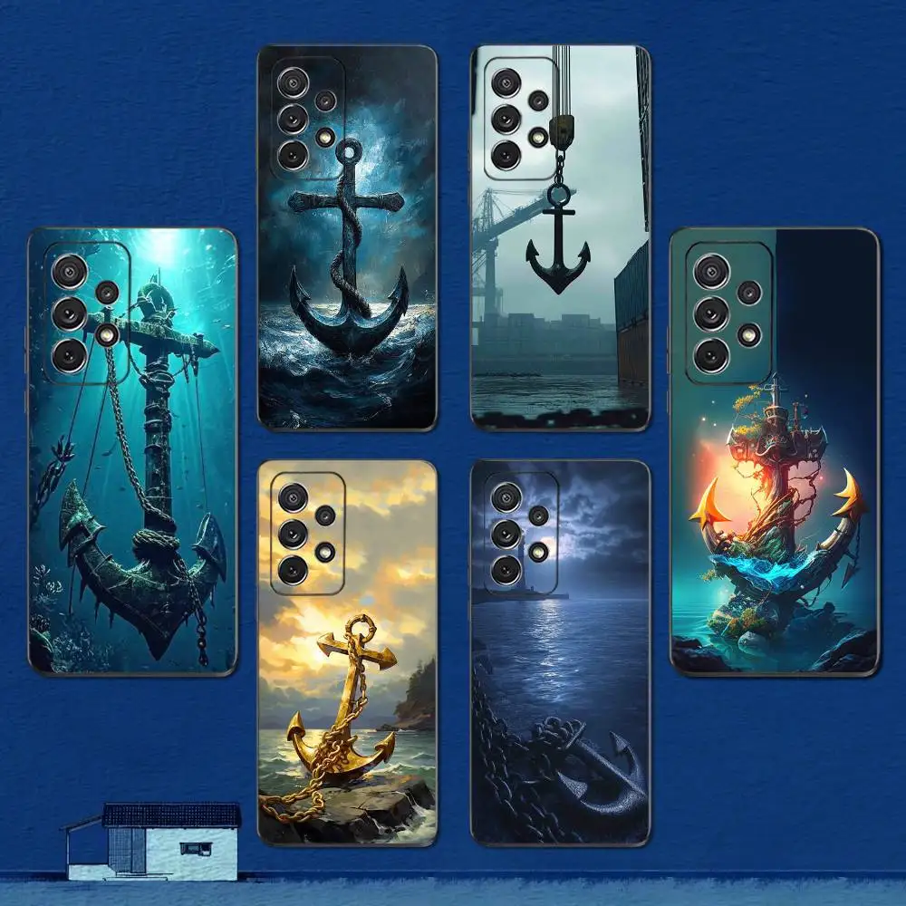 

Sailing Art Ocean Anchor Phone Case For Samsung S22,S21,S20,S10,S9,S25,S24,S23,Ultra,FE,Plus,Lite,Soft Silicone Black Cover