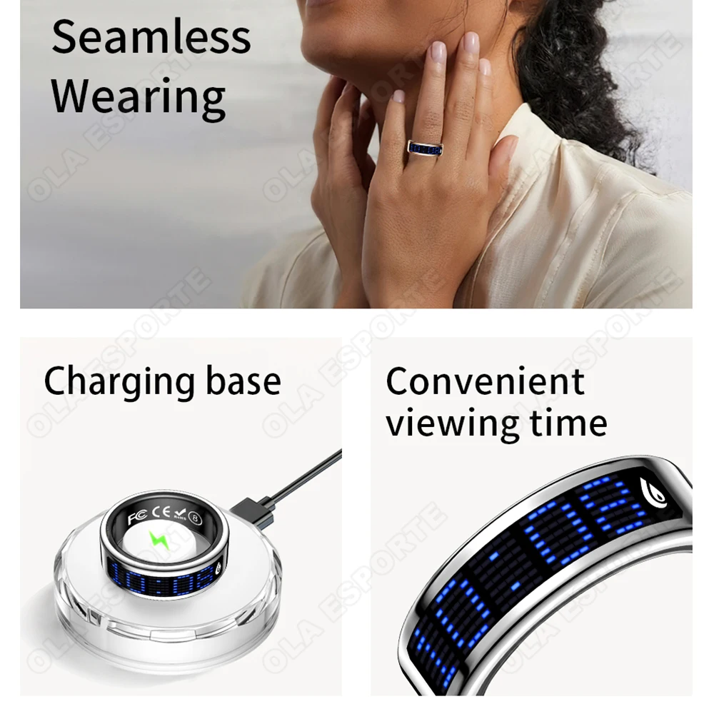New Sr16 Display Screen Smart Ring Call ID Reminder Heart Rate Sleep Monitoring Multi-function rings Sports Waterproof Smartring view 2