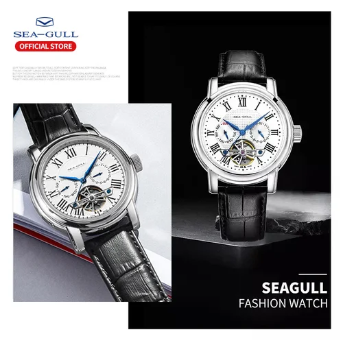 Imagen 2 del producto Reloj Seagull para hombre, reloj de pulsera mecánico automático, volante hueco multifunción, calendario de negocios, relojes con calendario semanal