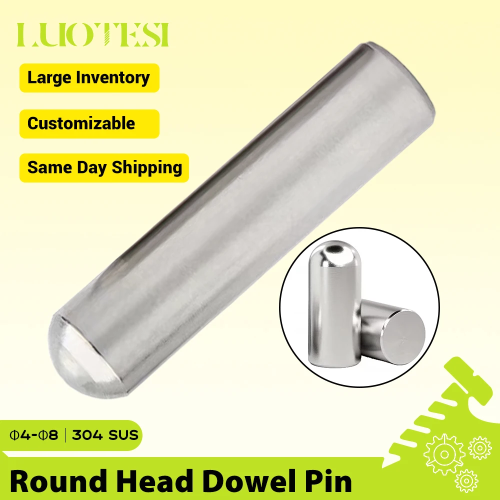 Round Head Dowel Pins 304 Stainless Steel M1 M1.5 M1.6 M2 M2.5 M3 M4 M5 M6 M8 Solid Cylindrical Round Head Locating Dowel Pin