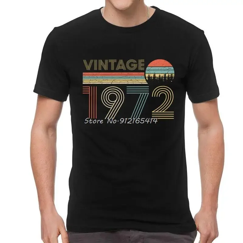 Vintage 1972 T-shirt Men Short Sleeve Cotton Tshirt Old Birthday Tees Tops Fashion Fitness T Shirt Gift Streetwear Harajuku