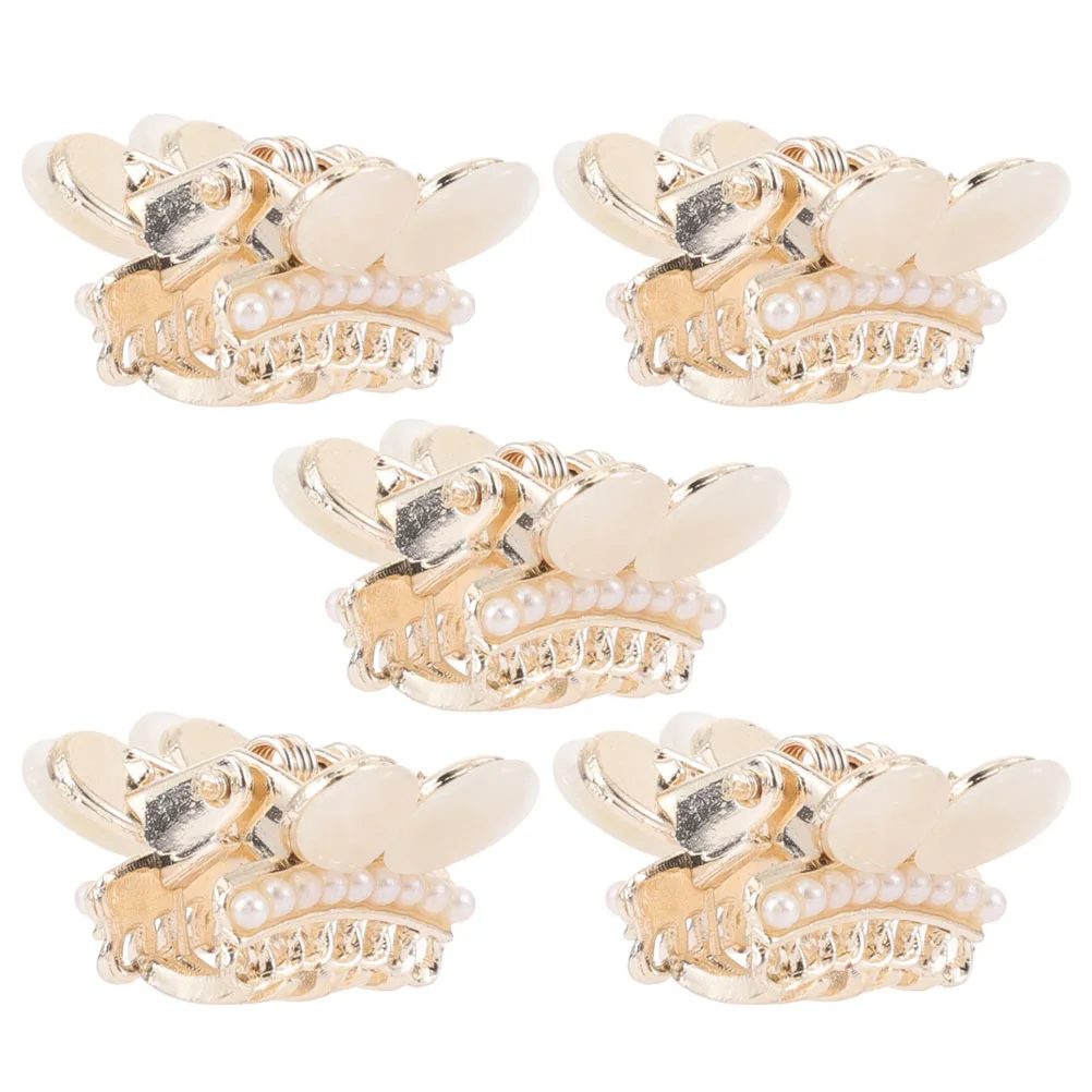 

5Pcs Pearl Hair Claw Clips Small Mini Metal Decorative Clips for Women Dating Party Work Hair Accessories for Teens