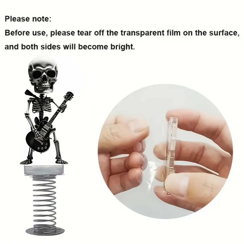 Acrylic Car Decorations Skull Spring Car Ornament Acrylic Bobble Head Skeleton Figurine Dashboard Decor for Vehicle Office Desk