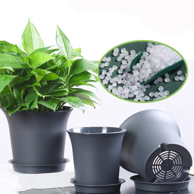 Modern Black High-Waisted Multifunctional PP Plastic Flowerpot with Drainage Holes, Ideal for Indoor and Restaurant ideal D4