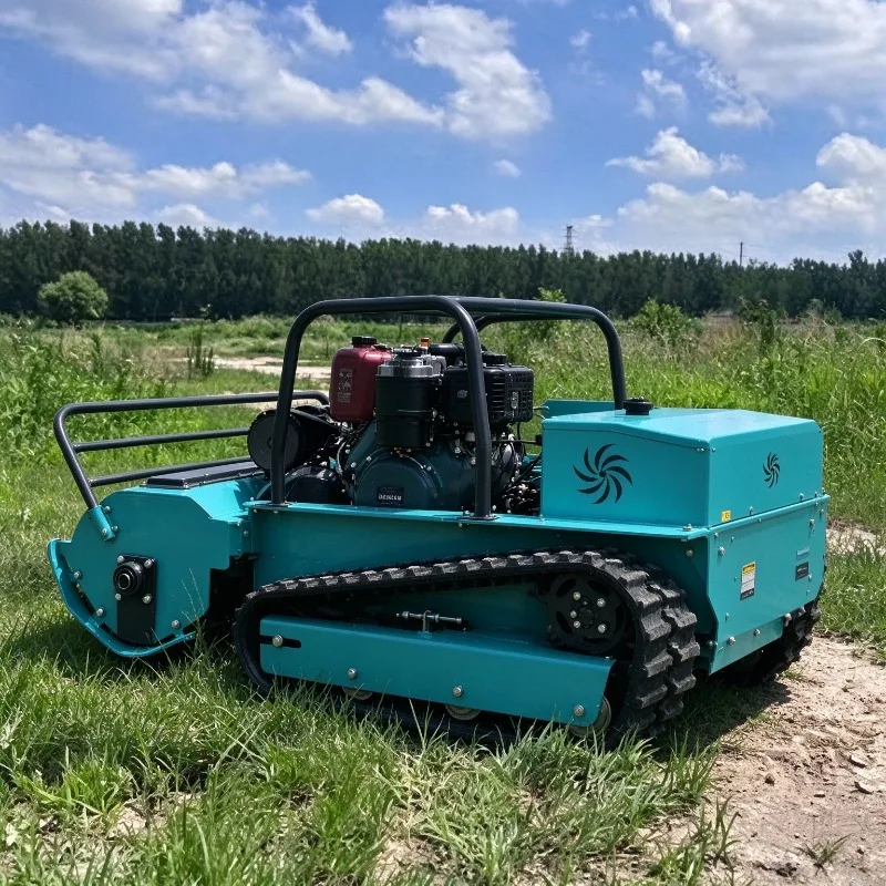 All-Terrain Remote Control Crawler Lawn Mower diesel Grass Cutter for Orchard Field Slope, Heavy Duty Tracked RC Mower