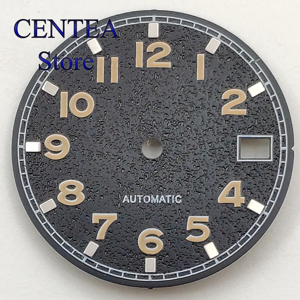 RICHUS 29mm Green Luminous Black Blue watch dial fit NH35 Automatic Movement With Date Window