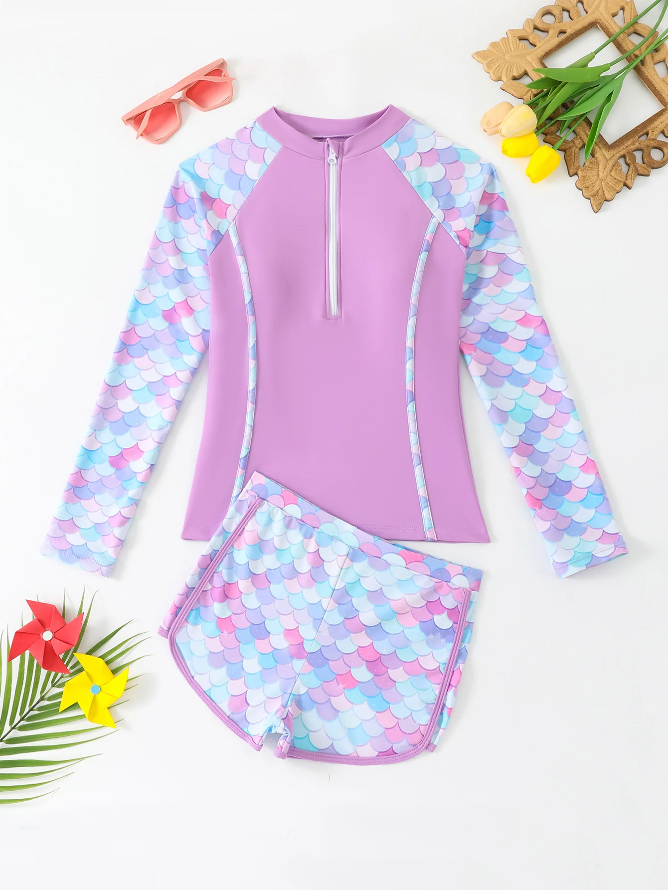 Traje de Baño para Niñas 2025, - Rash Guard Long Sleeve reseña y precio
