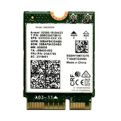 Adaptateur de carte Wifi double bande AC sans fil, pour Intel 9462NGW CNVI NGFF pour M.2 pour Key E avec Bluetooth 5.0 pour