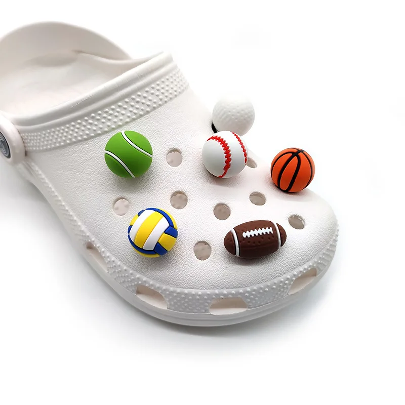 1-14pcs 3D Football Basketball Rugby Series PVC Shoe Charms Accessories DIY Detachable Sandal Wristbands Party Decorations view 5