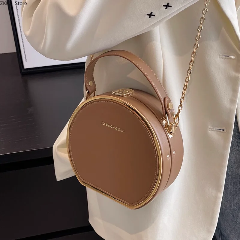 Popular Fashion Chain Crossbody Bag Female Spring and Summer 2023 New Style Shoulder Bag Small Round Handbag for Cellphone